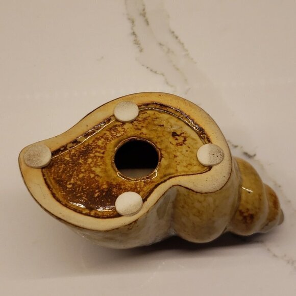 CERAMIC porcelain snail candle  tea light holder neutral tones 4"long - Picture 7 of 8